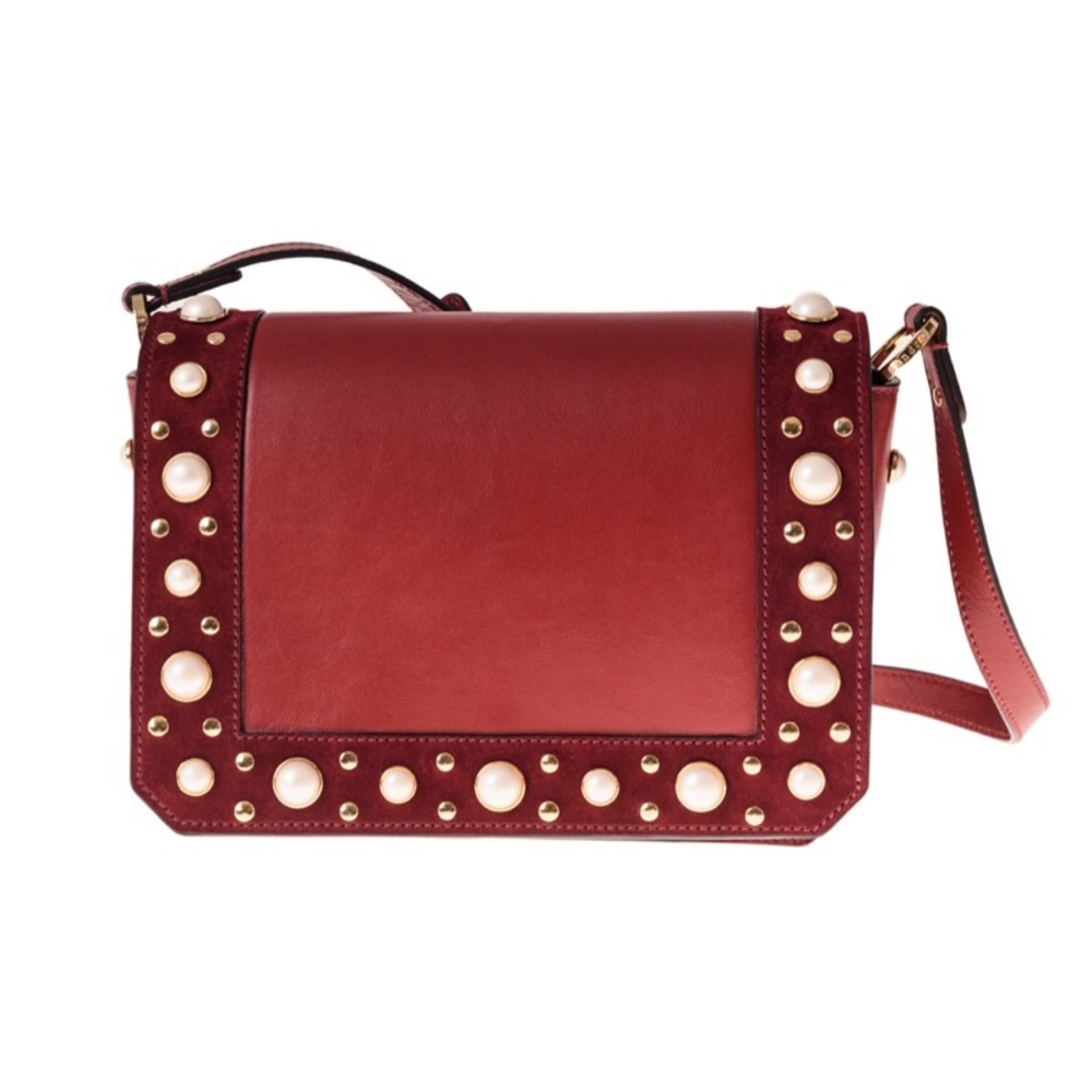 Sandro Red Pearly Leather Cross-Body Bag - Picture 1 of 2
